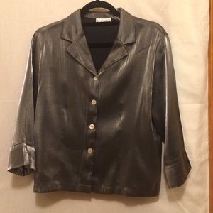 Le Caviar Gray Shimmer Blouse